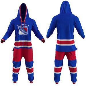 Hockey Sockey NHL New York Rangers Hoodie  Bodysuit Pajamas Jumpsuit Men's M